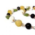 Beaded Gemstone Necklace Made Of Jade And Howlite..