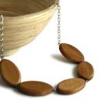 Chunky Bead Necklace. Light Brown Necklace With..