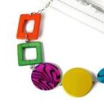 Rainbow Chunky Necklace, Geometric Jewelry, Wood..
