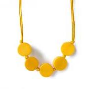 Yellow Necklace with Resin Beads on a Waxed Cotton Cord. Hand Knotted Beaded Necklace in Bright Yellow. 