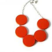 Tango Orange Chunky Necklace. Tangerine Geometric Beaded Necklace